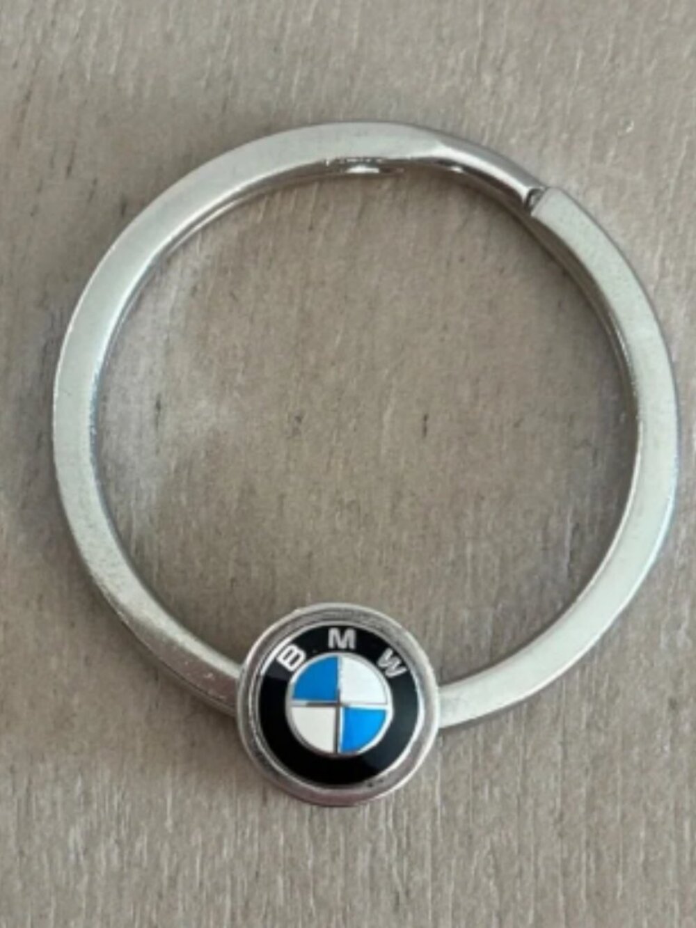 Vintage BMW Silver Key Ring with Blue & White Emblem